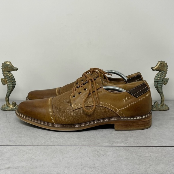 Steve Madden Brown TABLOID Leather Lace Up Oxford Shoes US 11.5 Mens - Picture 1 of 11